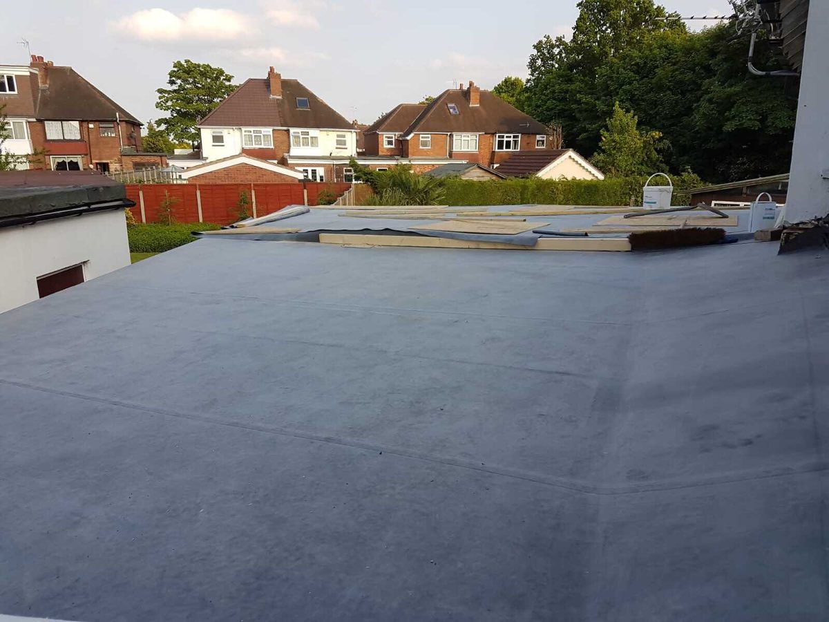 Finished EPDM rubber roof installed by J5 Roofing