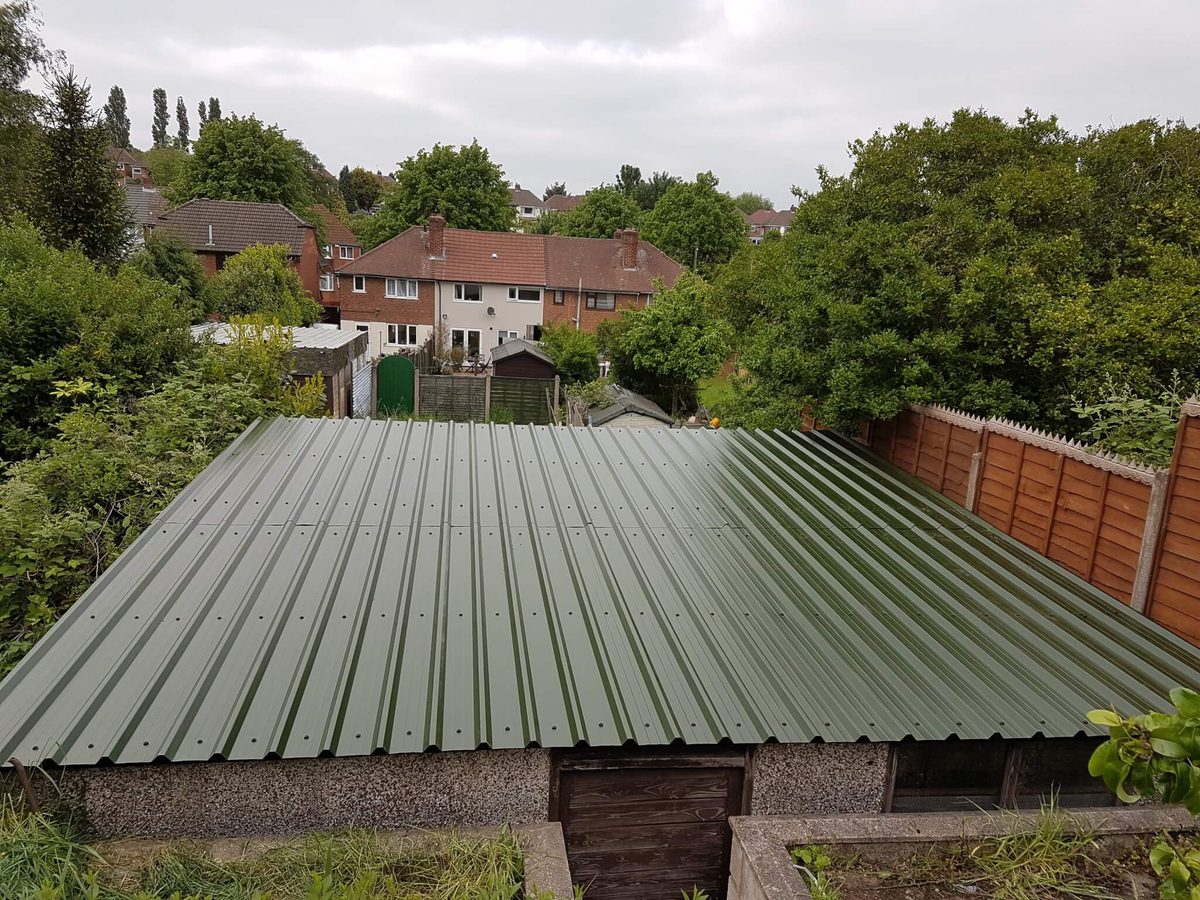Profiled metal roof after repair work
